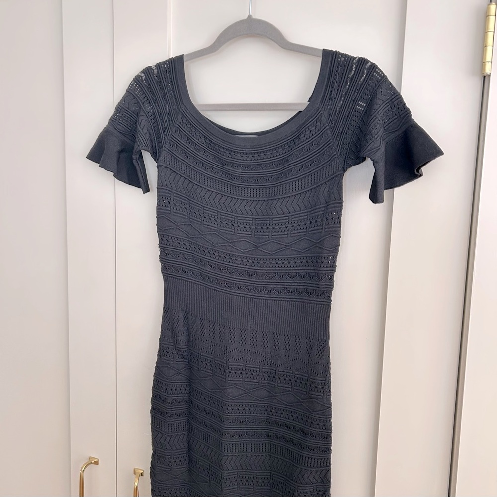 Alexis Black Tiered Lace Off Shoulder Midi Dress Whimsigoth Designer Size 0